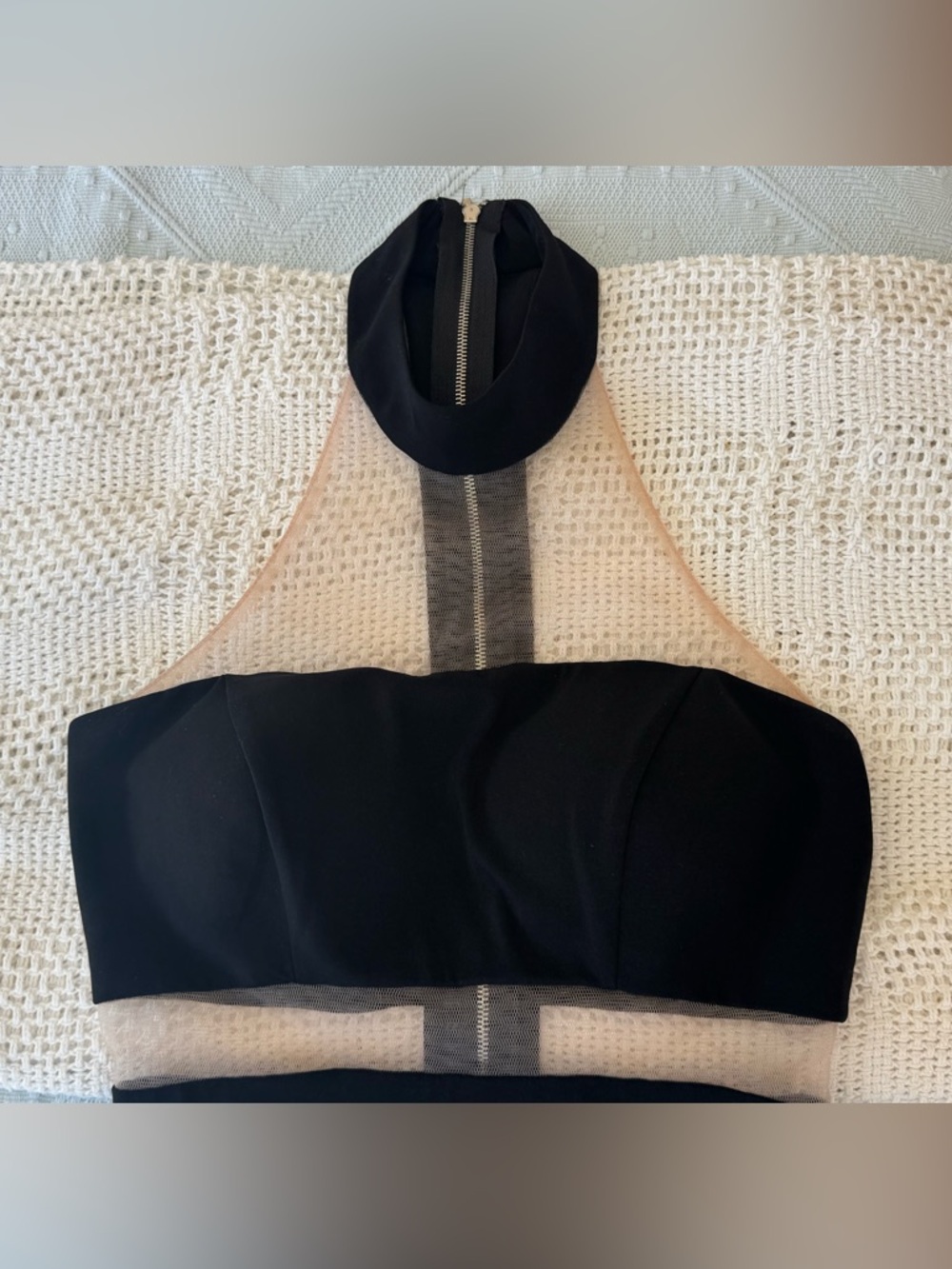 Terani Couture Black Illusion Halter Mermaid Gown - Picture 2 of 8